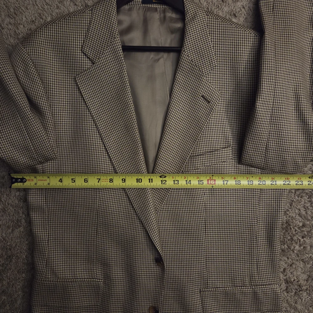 Chaps‎ Ralph Lauren Men's Tan Houndstooth Blazer Size 44 TALL